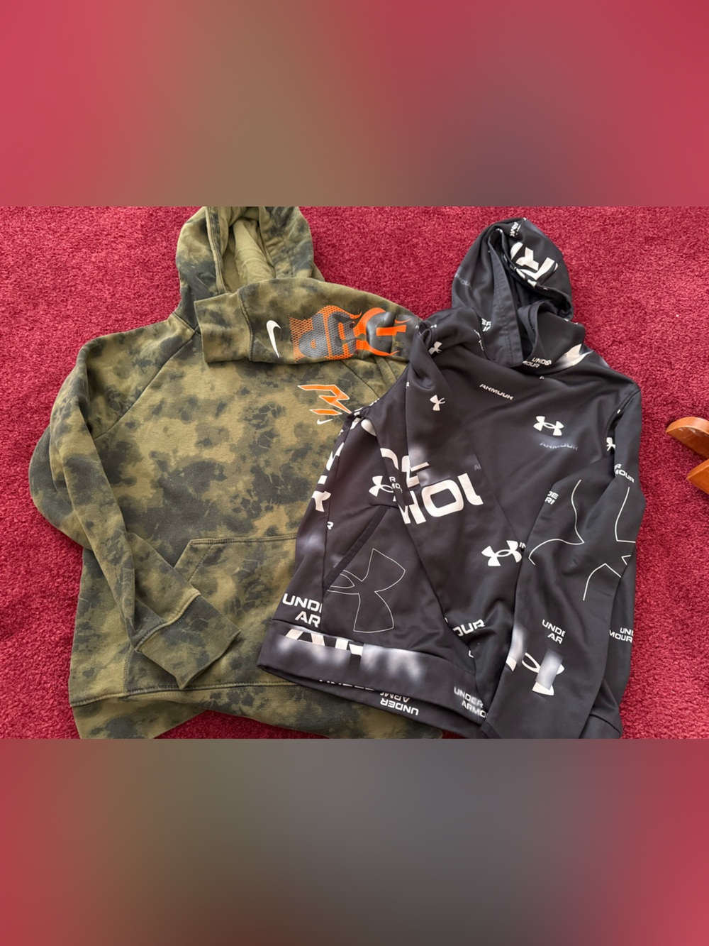 Nike Boy's camo Nike under armour all over print hoodie sweatshirt size medium